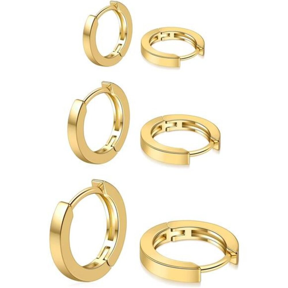 3 Pairs Small Hoop Earrings for Men, Tiny Helix Hoop Earring for Men,
